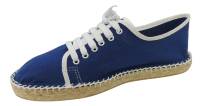 tenis lona azul y cordón blanco
